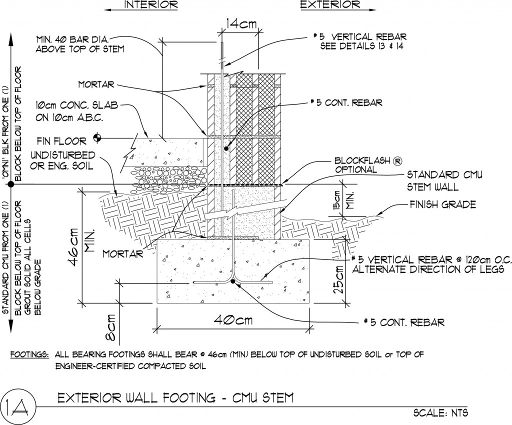 Exterior Wall Footing - CMU Stem 30 x 20 x 40 - Omniblock